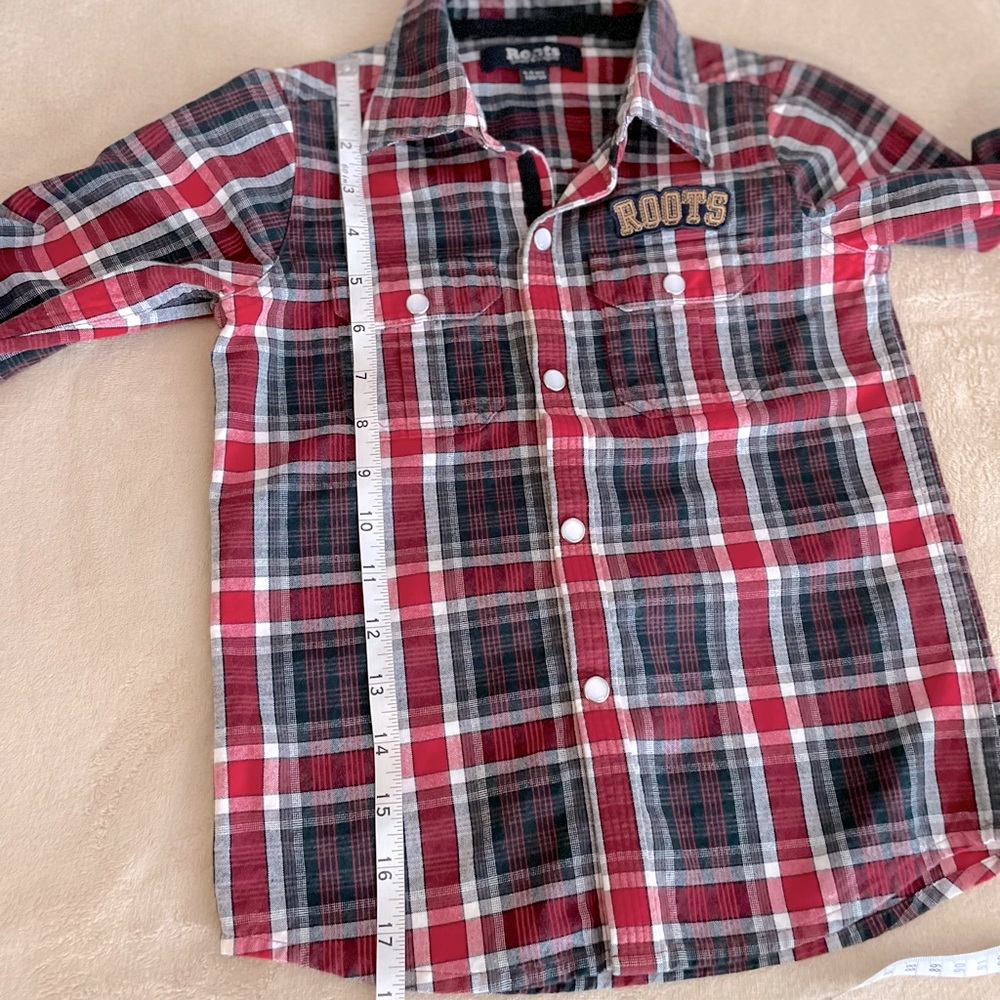 Roots Canada Plaid Button-Up Boys Shirt - Size 5/6Y - Picture 11 of 13